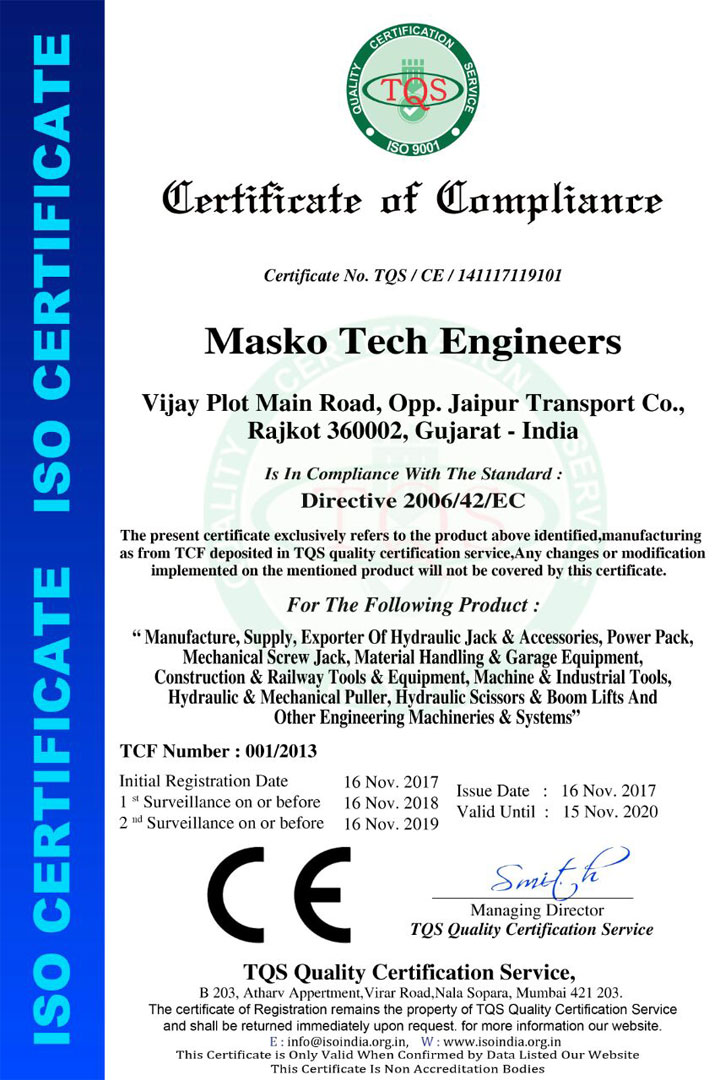 CE Compliance Certificate